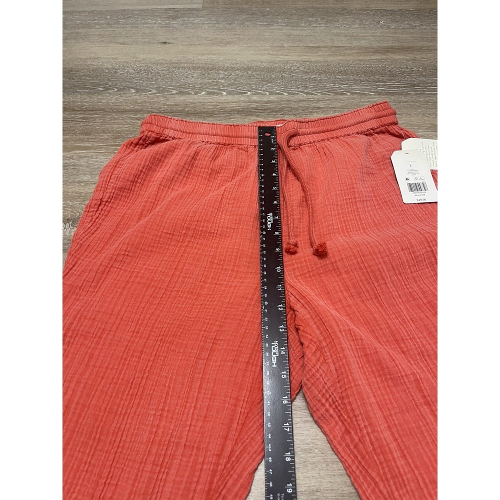 Wonderly Wide Leg Pants Gauze Womens Large Orange Boho Cottagecore Cropped - Picture 6 of 10